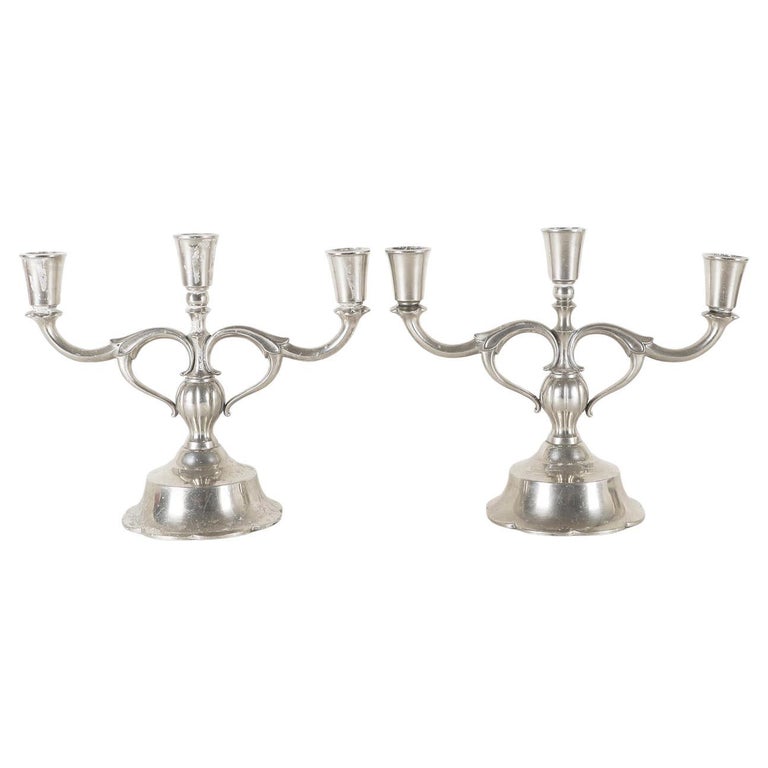 Just Andersen - Pair of pewter Candelabras - Scandinavian modern 1930's