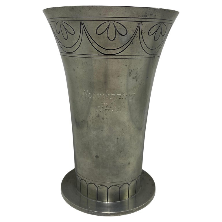 Art Deco Pewter Vase by CG Hallberg, Sweden, 1930s