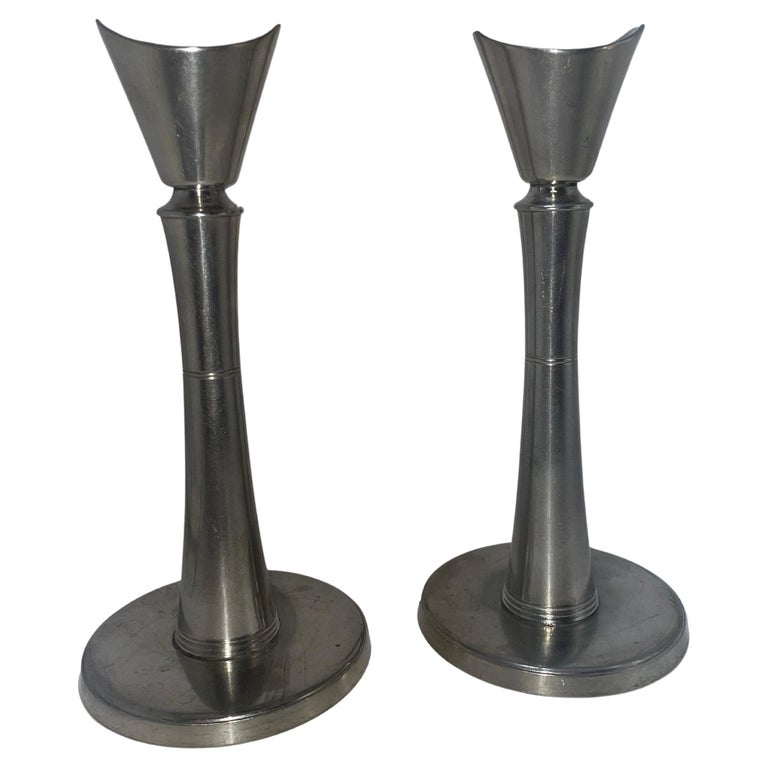 GAB Pewter, Sweden - Pair of pewter candleholders 1940's