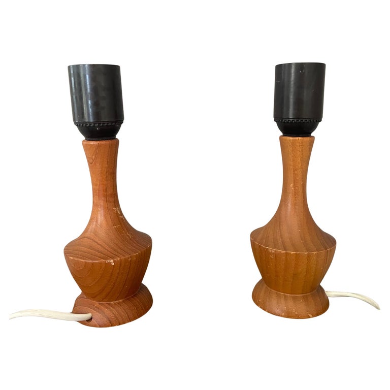 Pair of Markslöjd Teak Table Lamps, Sweden, 1950s