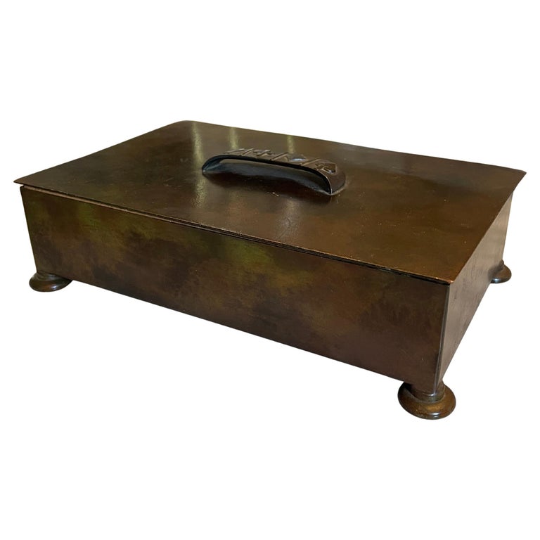 Elegant Swedish Grace Bronze Card Box - 1930's