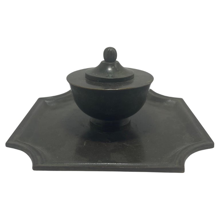 Swedish Bronze Inkwell by GAB, 1930s