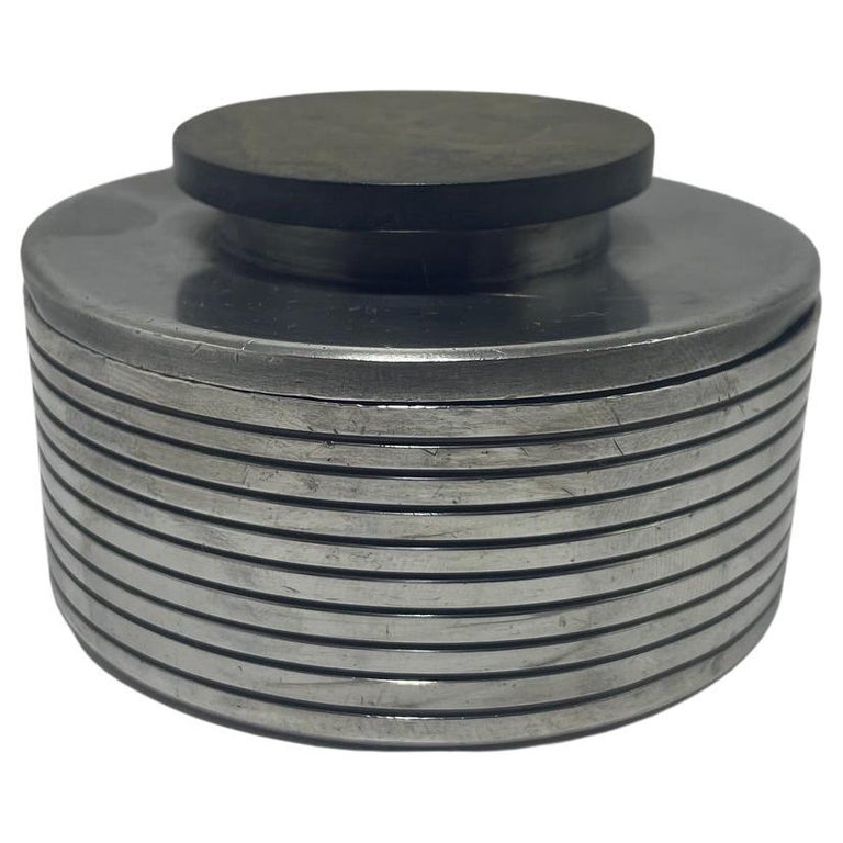 GAB Pewter Box with Ribbed Design, Sweden, 1930s