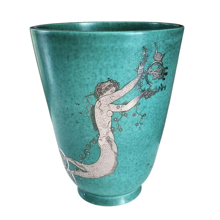 Large Argenta Vase by Wilhelm Kåge for Gustavsberg, Sweden, 1930s