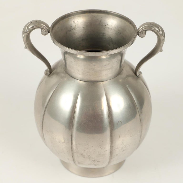 Art Deco Pewter Two-Handled Vase, GAB Sweden, 1934