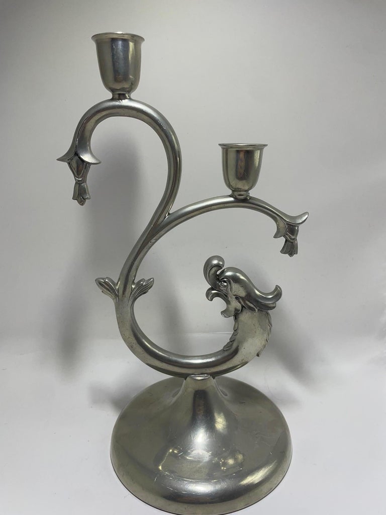Ke & Co, Eskilstuna - Pair of pewter candle holders . 1931