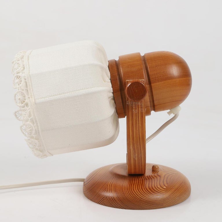 Pair of Markslöjd Scandinavian Pine and Fabric Wall Lamps, 1970s
