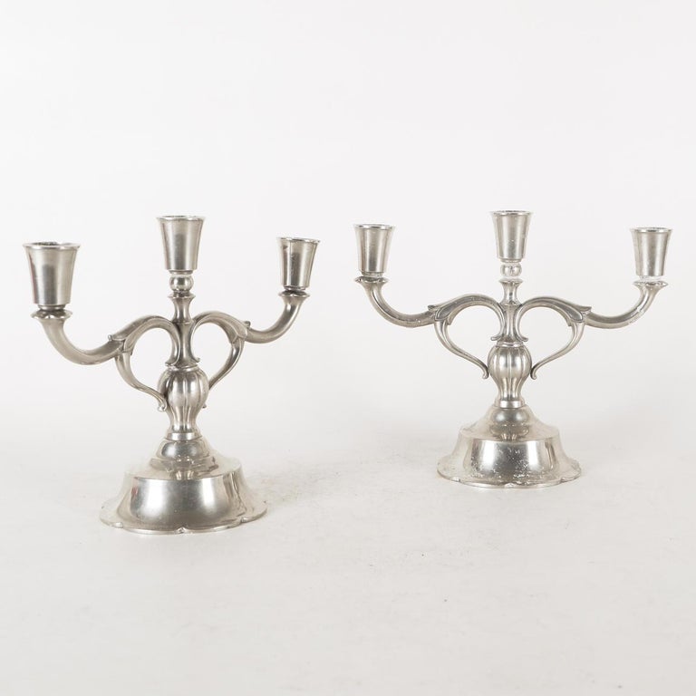 Just Andersen - Pair of pewter Candelabras - Scandinavian modern 1930's