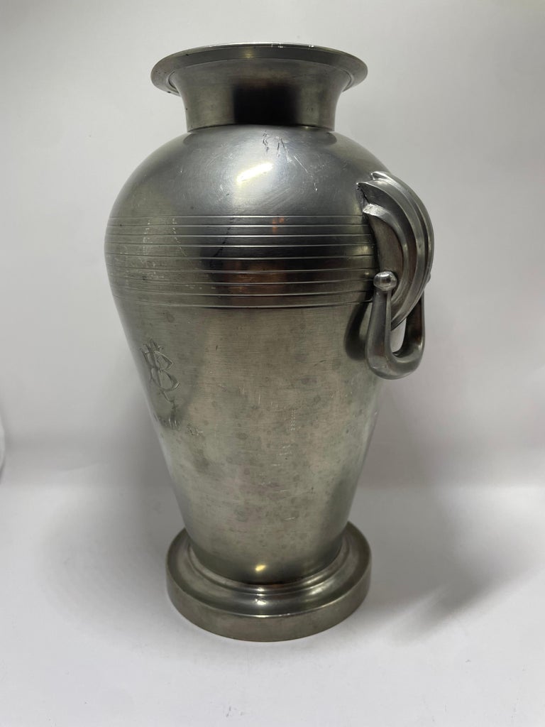 Swedish Pewter Vase by GAB, Dated 1937