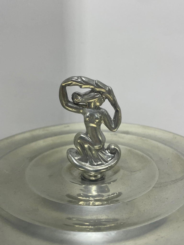Sylvia Stave Pewter Lidded Box with Figurine Finial – Swedish Modern 1928