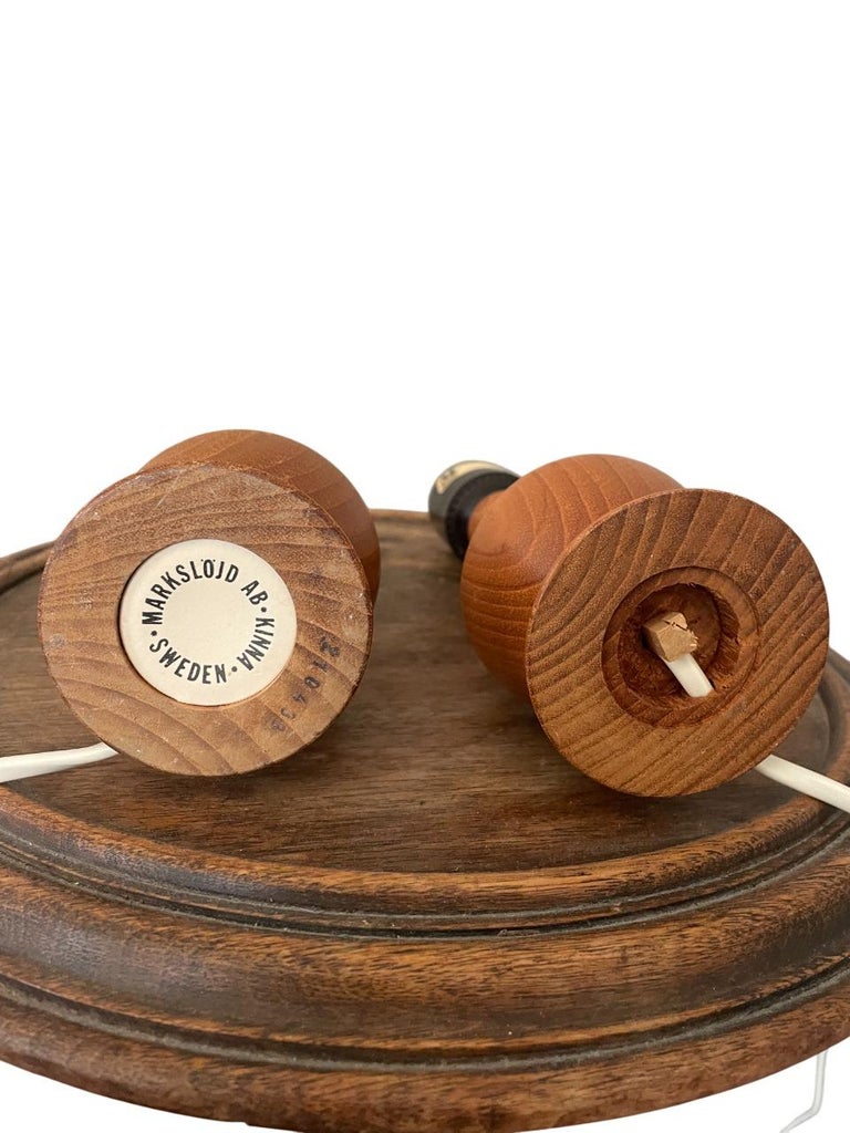 Pair of Markslöjd Teak Table Lamps, Sweden, 1950s