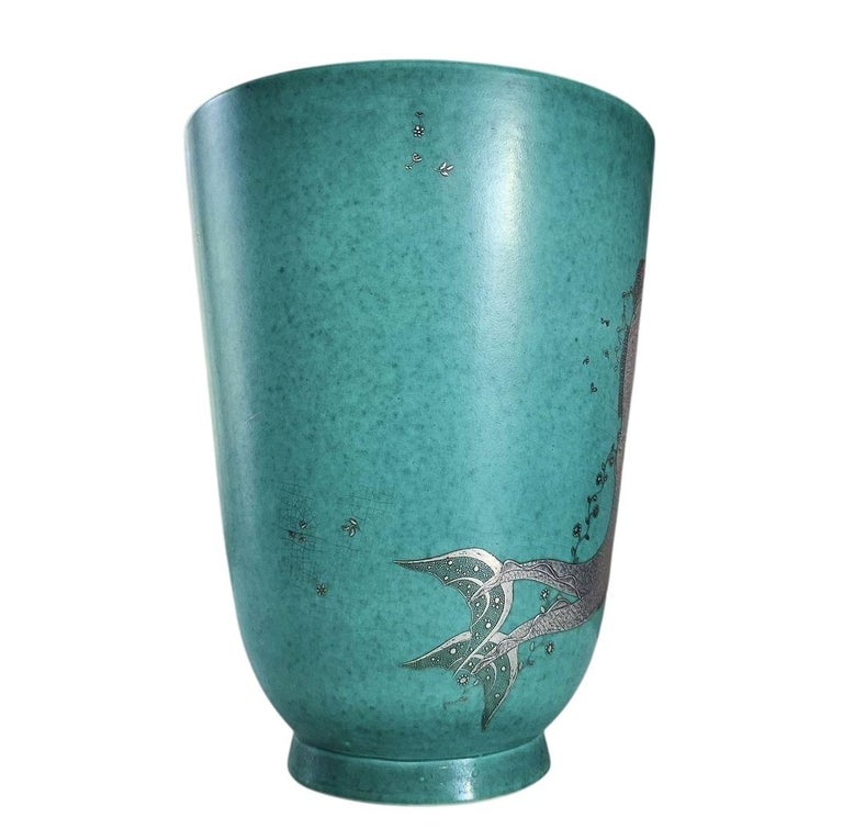 Large Argenta Vase by Wilhelm Kåge for Gustavsberg, Sweden, 1930s