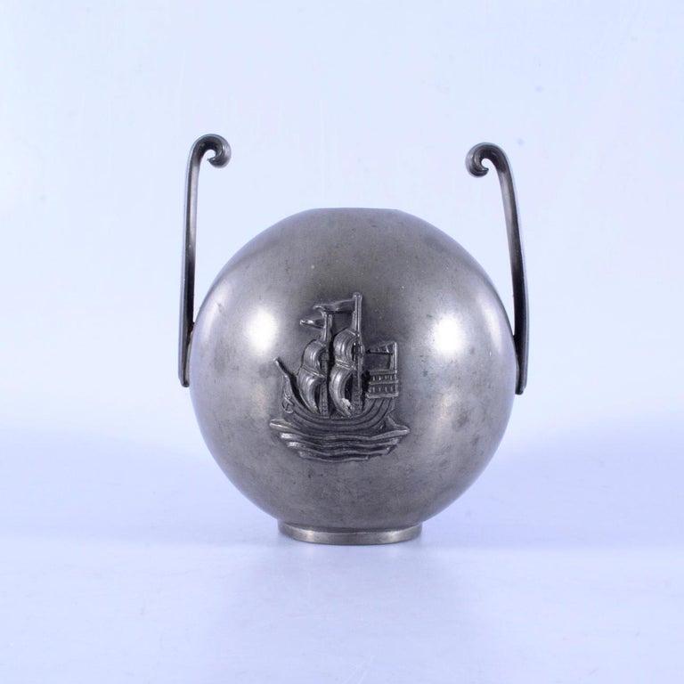 CG Hallberg - Sylvia Stave, pewter vase - Swedish Modern 1934