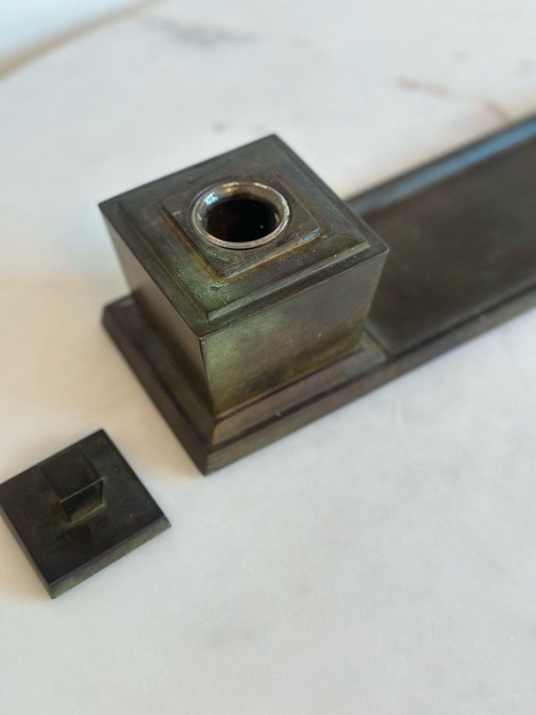 Art Deco Bronze Inkwell by Just Andersen, Denmark, 1930s