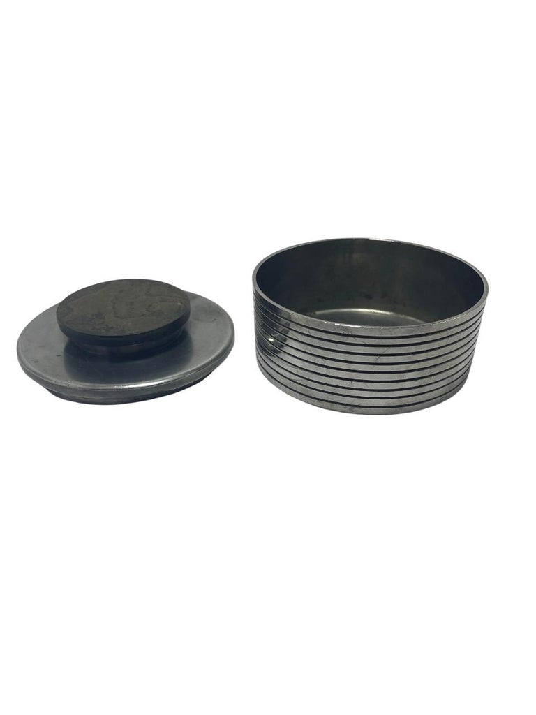GAB Pewter Box with Ribbed Design, Sweden, 1930s