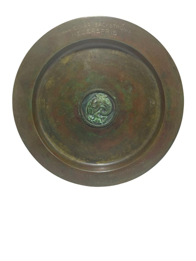 Sune Bäckström - Art Deco massive bronze plate - 1930's