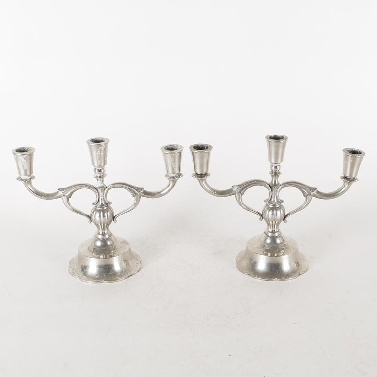 Just Andersen - Pair of pewter Candelabras - Scandinavian modern 1930's