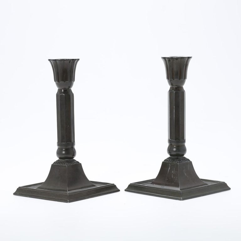 Pair of Just Andersen Candleholders - Disco Metal