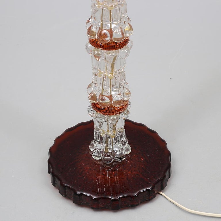 Carl Fagerlund Floor Lamp in Orange and Clear Glass for Orrefors, Sweden, 1960s