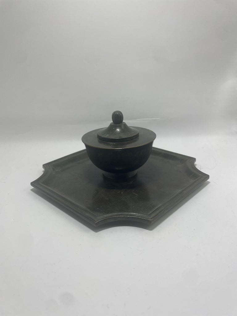 Swedish Bronze Inkwell by GAB, 1930s