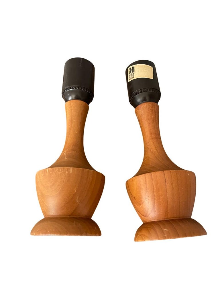 Pair of Markslöjd Teak Table Lamps, Sweden, 1950s