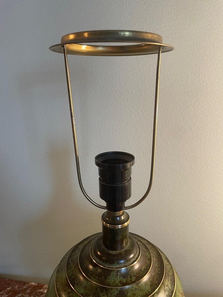 Art Deco Bronze-Patinated Table Lamp with Eagles, Sweden, circa 1930s