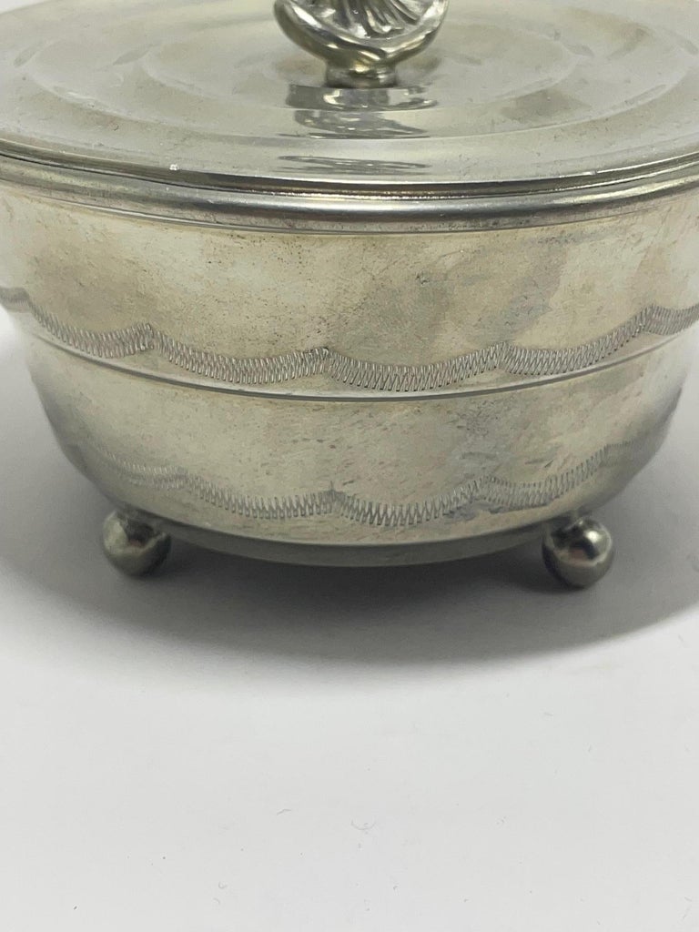 Sylvia Stave Pewter Lidded Box with Figurine Finial – Swedish Modern 1928