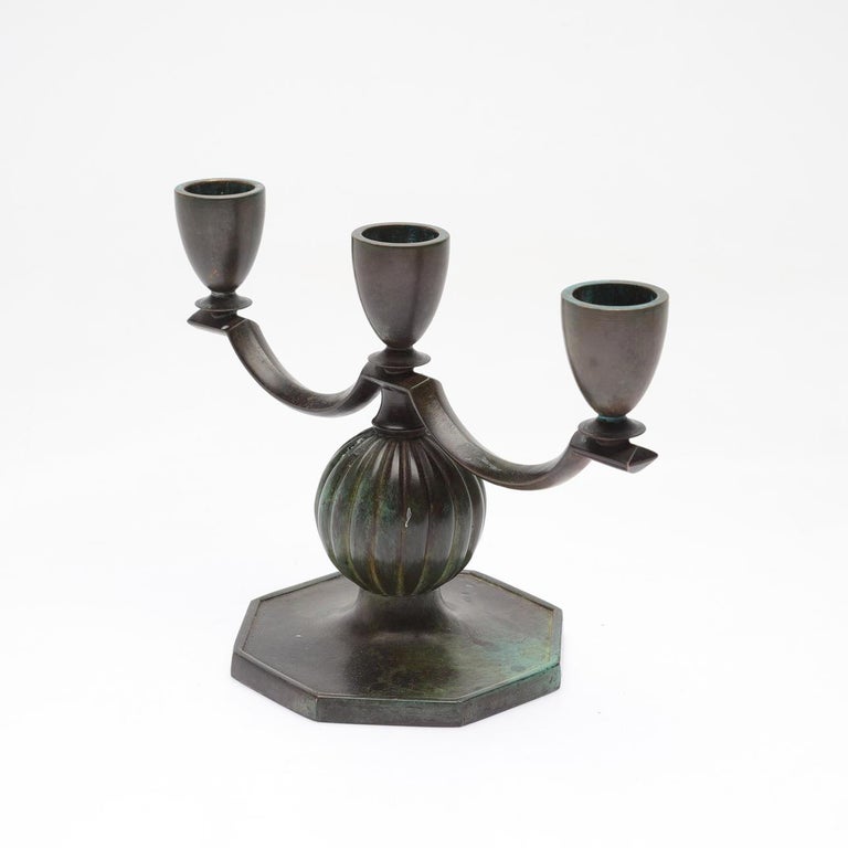 Pair of Swedish Bronze Candelabras by GAB - 1930's