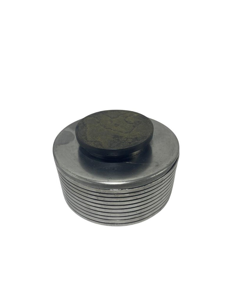 GAB Pewter Box with Ribbed Design, Sweden, 1930s