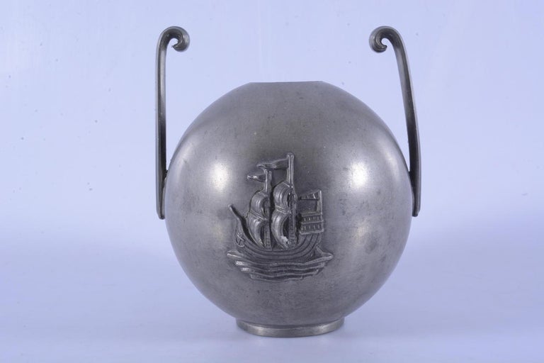 CG Hallberg - Sylvia Stave, pewter vase - Swedish Modern 1934