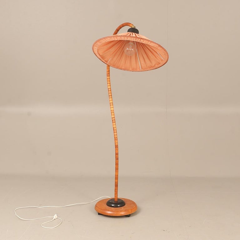 Markslöjd Floor Lamp with Pink Shade and Adjustable Gooseneck - Sweden 1970's