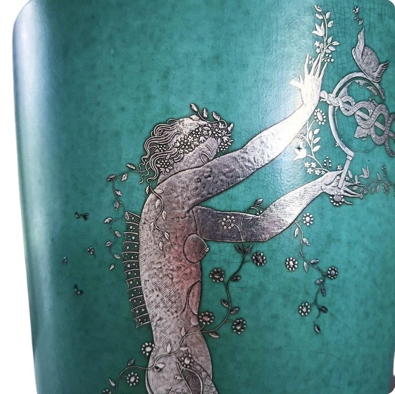 Large Argenta Vase by Wilhelm Kåge for Gustavsberg, Sweden, 1930s