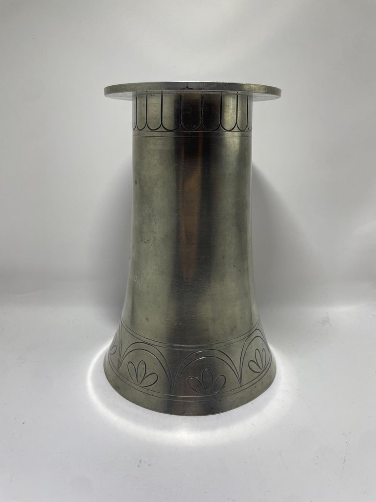 Art Deco Pewter Vase by CG Hallberg, Sweden, 1930s