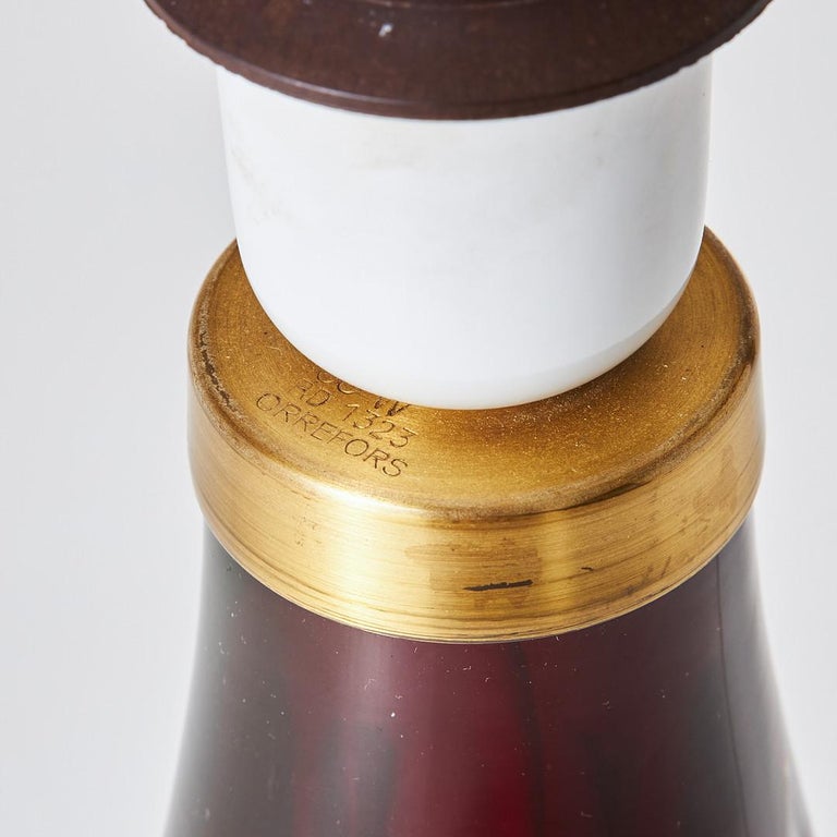 Mid-Century Modern Orrefors Table Lamp by Carl Fagerlund Ruby Red Glass - Sweden