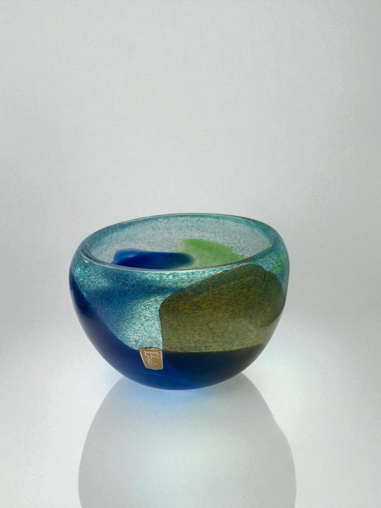 Pair of Signed Vase and Bowl by Bengt Orup for Johansfors, Sweden 1960's