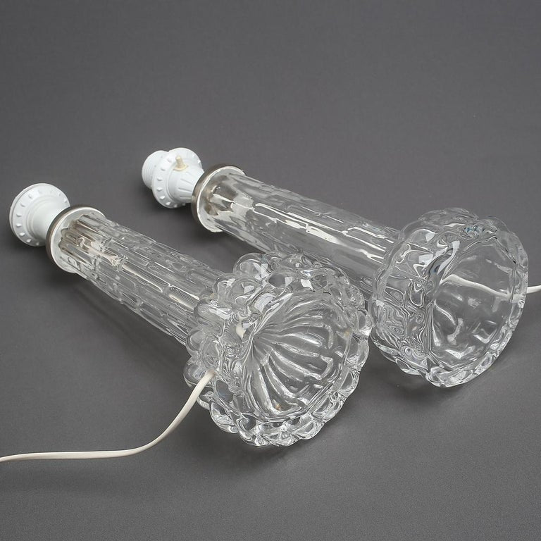 Pair of Carl Fagerlund for Orrefors Crystal Table Lamps, Sweden, 1960s