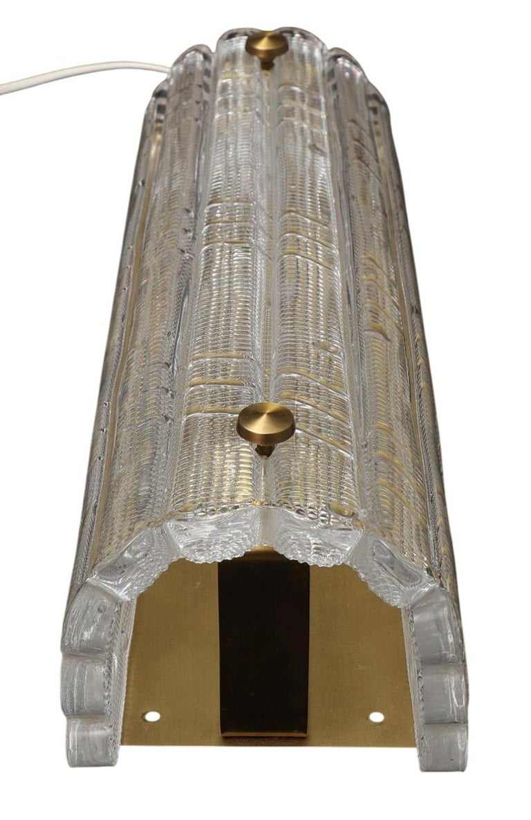 Large Pair of Carl Fagerlund Wall Sconces for Orrefors, Sweden, 1960s