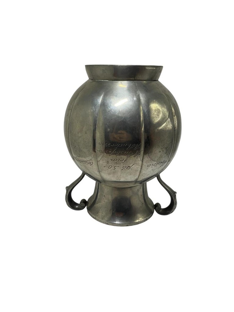 Art Deco Pewter Two-Handled Vase, GAB Sweden, 1934