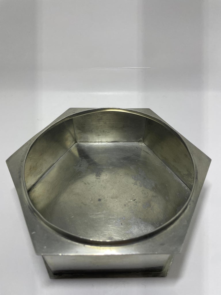 Svenskt Tenn Pewter Lidded Box with Scroll Handle, Sweden, 1936