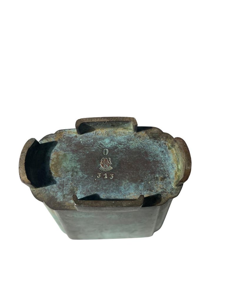 Swedish GAB Bronze Vase with Cherub Relief - 1930's