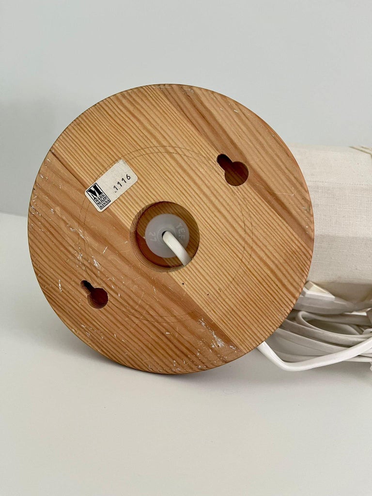 Pair of Markslöjd Scandinavian Pine and Fabric Wall Lamps, 1970s