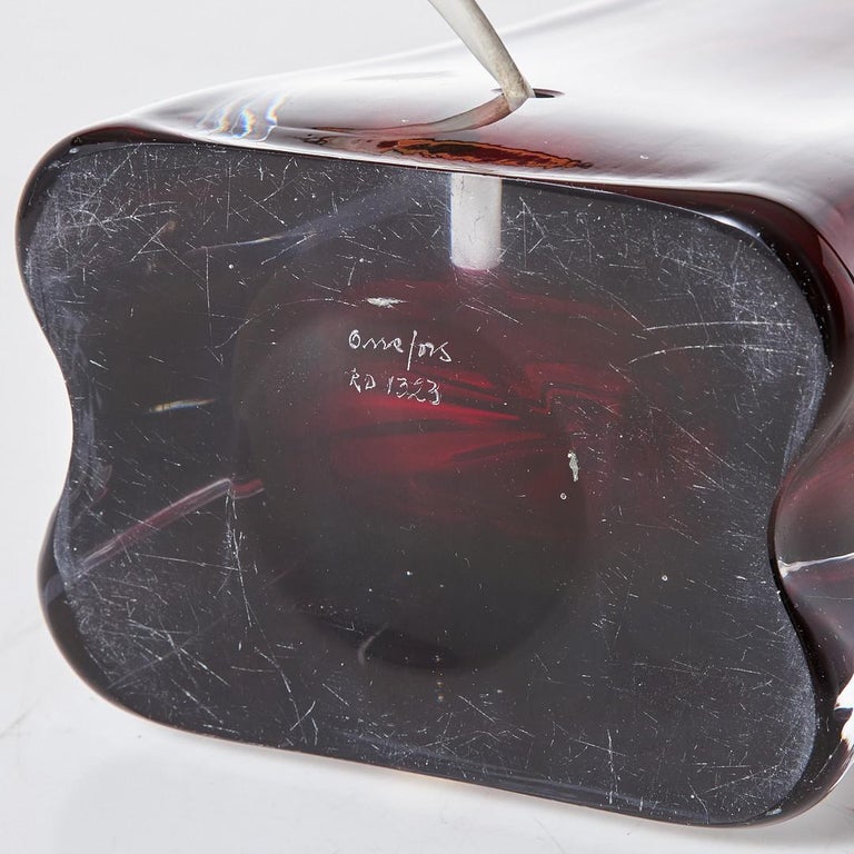 Mid-Century Modern Orrefors Table Lamp by Carl Fagerlund Ruby Red Glass - Sweden