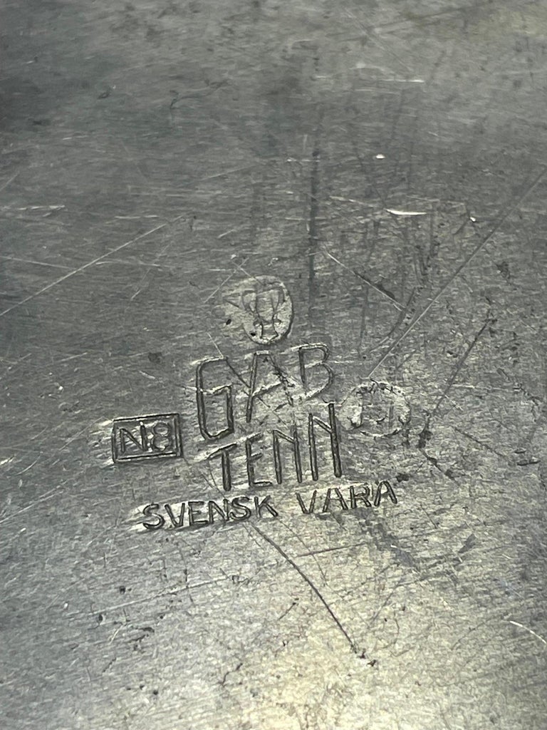 GAB Pewter Box with Ribbed Design, Sweden, 1930s