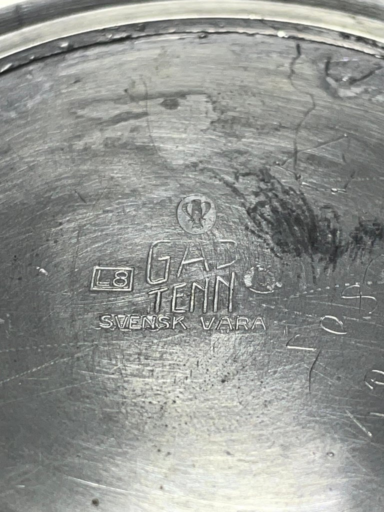 Swedish Pewter Vase by GAB, Dated 1937