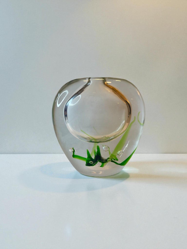Seaweed Series – Vicke Lindstrand for Kosta, Swedish Mid-Century Art Glass (3-Piece Signed Set)