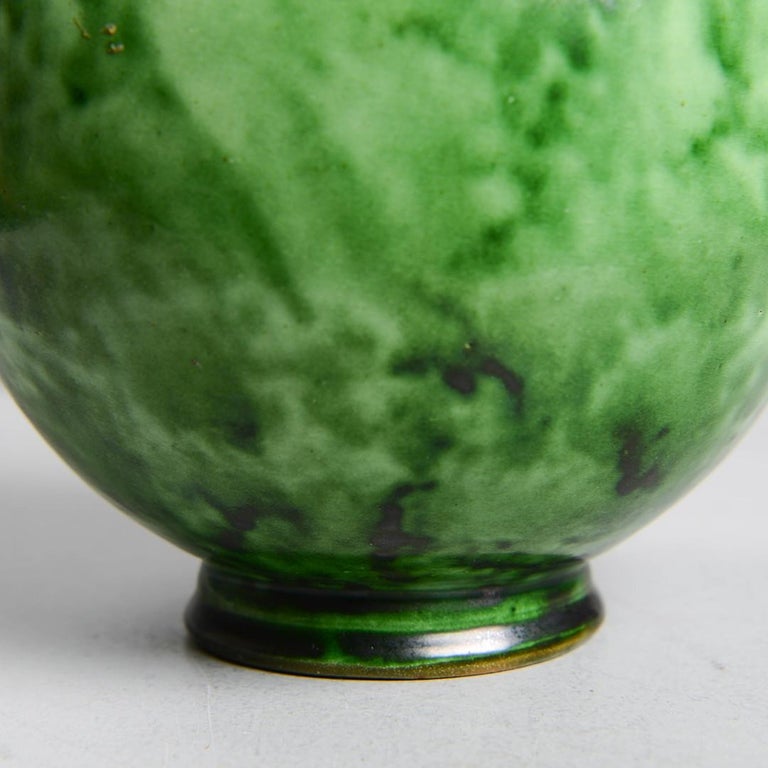 Swedish Art Deco Green Glazed Ceramic Vase - By Erik Mornils for Nittsjö