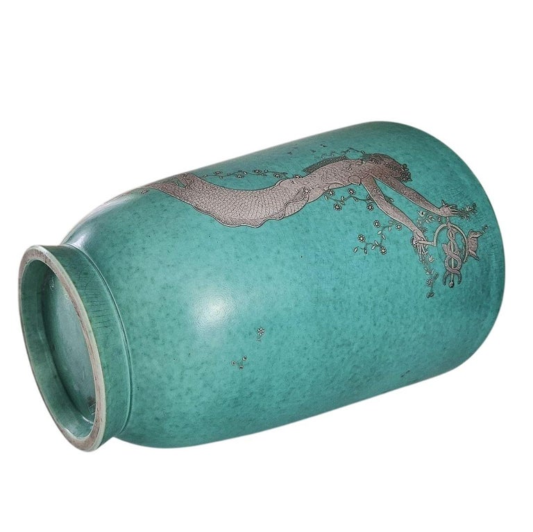 Large Argenta Vase by Wilhelm Kåge for Gustavsberg, Sweden, 1930s