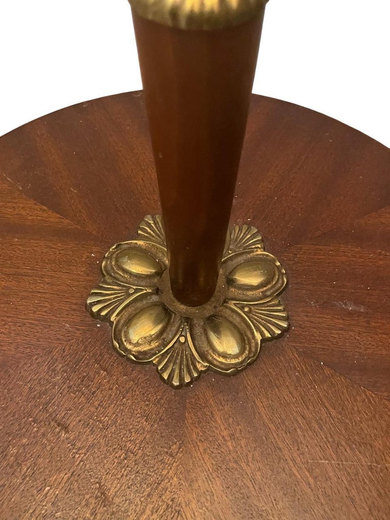 Vintage Swedish Mid-Century Floor Lamp, 1930s, Brass Details & Silk Shades